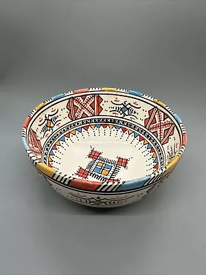 Vintage Serghini Safi Hand Painted Moroccan Pottery Bowl - Colorful! • $25.99