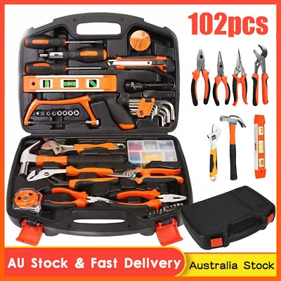 102pcs Mechanic Tool Kit Portable Metal Tool Box For Auto Repair Home Repair • $47.89