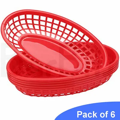 £9.95 • Buy BarBits Red Oval Fast Food Baskets Set Of 6 - American Diner Plastic Side Burger