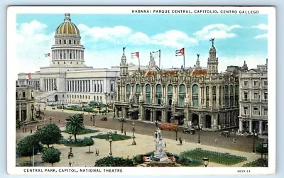 HABANA Havana Central Park Capitol National Theatre CUBA Postcard • $7.98