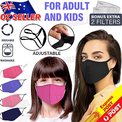 Adult / Kids Reusable Face Mask Adjustable Washable Fabric Cotton Protective NEW • $3.74