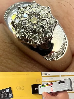 Mens 925 Silver Hip Hop Iced Moissanite Pinky Cluster Ring Passes Tester W.GRA • $66.04