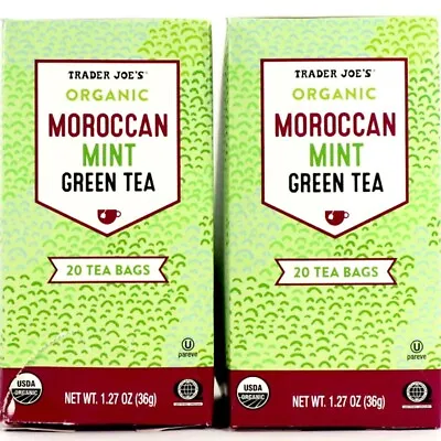 Trader Joe's Organic Moroccan Mint Green Tea (2) 20 Bags 1.27 Oz  Best By: 7/25 • $11