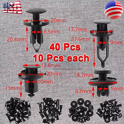 40PCS Plastic Car Body Rivet Push Pin Fastener Retainer Bumper Fender Trim Clips • $6.84