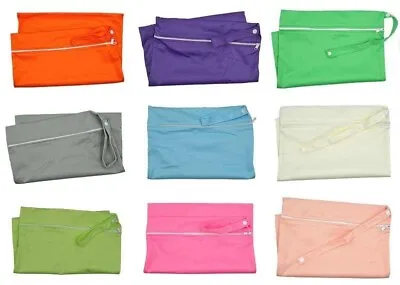 $4.50 • Buy Plain Colour Single Zip Waterproof Baby Wet Bag Nappy Bags Pouch Green Blue Red