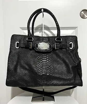 Michael Kors Black Python Hamilton Chain Strap Leather Insulated Tote • $100