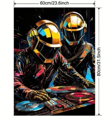 Daft Punk Dj Decks Music Colourful Canvas Wall Artwork Large 60x80cm • £18.99