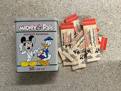 Vintage Disney Mickey Mouse & Pals Adhesive Bandages Tin + 11 Bandages • $9.99