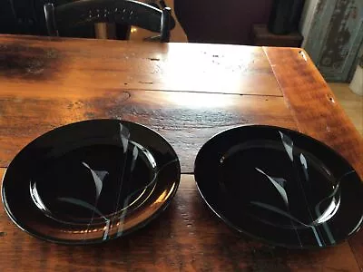 MIKASA GALLERIA OPUS BLACK CALLA LILY Dinner Plates 11”  Set Of 2 • $16