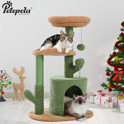 PETEPELA Cactus Cat Tree Tower Scratching Post Scratcher Kitten Play Condo House • $59.99