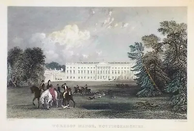 OLD ANTIQUE PRINT WORKSOP MANOR NOTTINGHAMSHIRE C1836 ENGRAVING By T ALLOM • $17.39