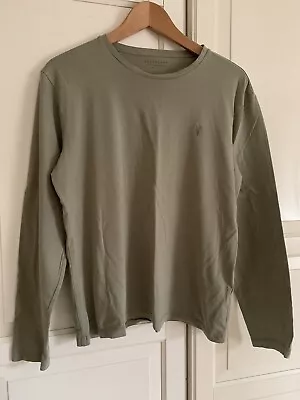 Mens All Saints Sage Green ‘Brace’ Long Sleeve T Shirt Size S-M • £6