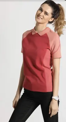 £35.99 • Buy Lacoste Polo Multi-Red Womens TShirt Tee Short Sleeve Designer Top UK18 PF3061