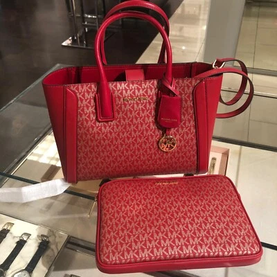 £240.99 • Buy Michael Kors Kali Medium Satchel Ipad Case Tote Shoulder HandBag MK CHILI RED