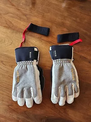 Hestra Army Leather Gore-Tex Gloves Unisex Size 10 Gray/white • $47