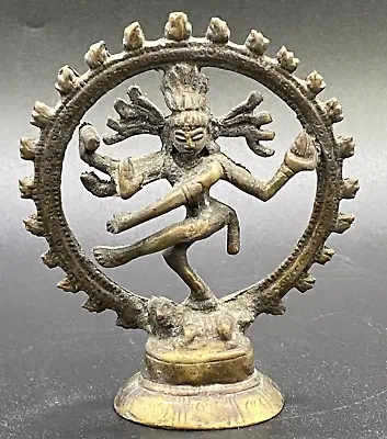 Vintage Hindu Lord Shiva Nataraja Cosmic Dance Brass Bronze Sculpture • $59