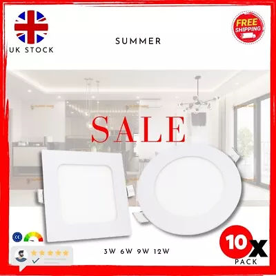 Spotlights LED Recessed Ceiling Light Panel Ultra Slim Round & Square Downlights • £5.49