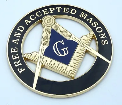 Free And Accepted Masons Masonic Blak Gold Emblem  3  Metal Emblem MAS6-BLK • $7.99