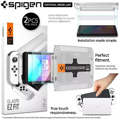 For Nintendo Switch OLED Screen Protector SPIGEN EZ Fit 9H Tempered Glass 2 PCS • $39.99