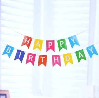 Happy Birthday Bunting Banner Pastel Party Decoration Garland UK Hanging Letters • £2.79