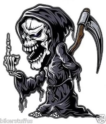 Reaper With Middle  Finger Sticker Lrg Laptop Sticker Bumper Sticker Window  • $2.88