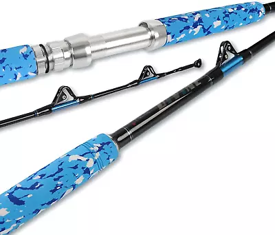 Fishing Trolling Rod 1 Piece Saltwater Offshore Heavy Roller Rod Big Name Conven • $97.82