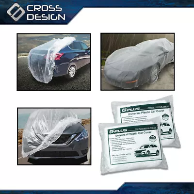 2PCS Universal Disposable Plastic Clear Temporary Car Cover Rain Dust Garage • $14.10