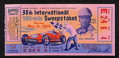 1954 Indy 500 Ticket / IMS 500 Mile Sweepstakes Ticket Stub - Seat 4 VGC • $64.99