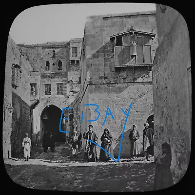 THE RICH MANS HOUSE JERUSALEM ISRAEL C1890 Magic Lantern Slide PHOTOGRAPH • £15