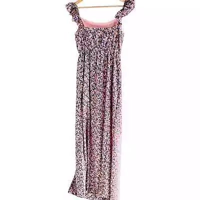 Love @ First Sight Womens Floral Ruffle Maxi Size M Thigh High Slit Lined Boho • $26
