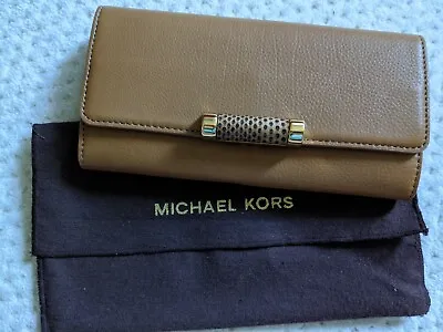 NWT Michael Kors TONNE Continental Wallet Calf Leather Ayers Trim Barley Brown • $99.99