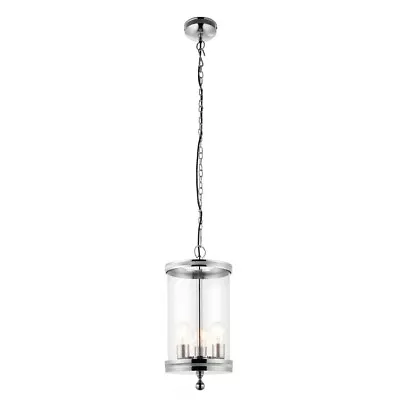 Endon Vale 3 Bulb Lantern Ceiling Light - Polished Nickel & Clear Glass - BNIB • £49.99