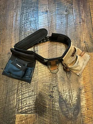 Husky Heavy Duty Multi Pouch Feature Adjustable Tool Belt Leather & Nylon • $32.85