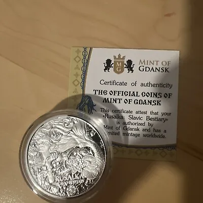 Rusalka Water Spirit Slavic Bestiary 2 Oz Silver Coin In Capsule With COA • £86