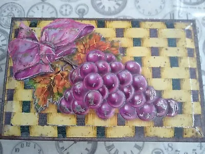 Vintage W R Jacobs &Co Biscuit Tin 1950s Design Embossed Grapes In Woven Basket  • £12