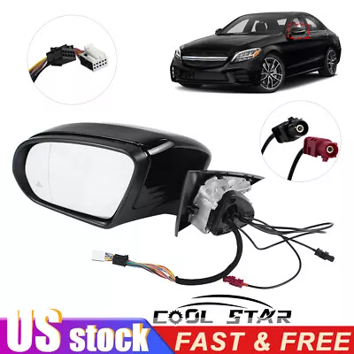 Black Left Driver Side Mirror Blind Spot For Mercedes C250 C300 C350 C43 15-21 • $96.95