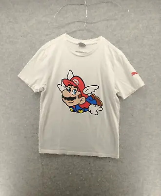 Puma Mens Small S White Super Mario Tshirt Short Sleeve Crew Neck 100% Cotton SS • £8.99