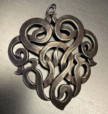 Large Vintage Celtic Pewter Necklace Pendant Irish Jewelry 2.25” Viking Design • $30