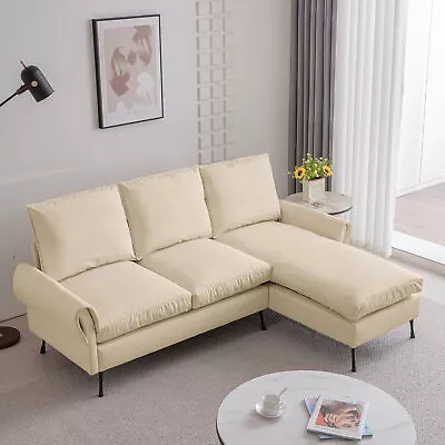 81 Modern Technical Leather L-Shaped Sofa Couch With Reversible Chaise Lounge • $578.48