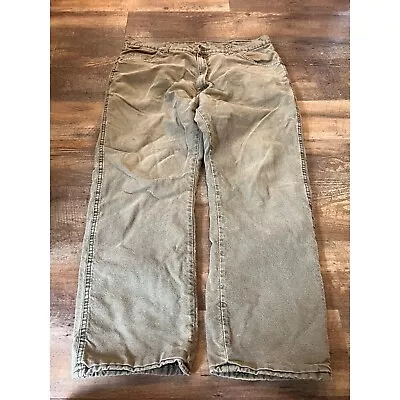 Mens Wrangler Fleece Lined Work Casual Pants Jeans Mens Size 40x30 Brown • $19.99