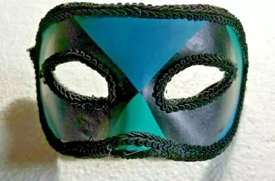 Masquerade Ball Mask Venetian Jester Teal & Black Party Prom Mardi Gras Hallowee • $9.98