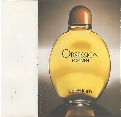 1992 Obsession For Men Calvin Klein Print Ad With Unopened Scent Strip • £3.56