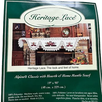 NEW Heritage Lace Fireplace Mantle Scarf Ecru Hearth & Home Scallops 19X90  USA • $50