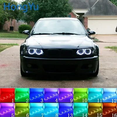 For BMW 1998-2005 E46 Sedan With PROJECTORS Multi-color LED Angel Eyes Halo Ring • $38.99