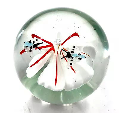 Murano ~ Flower Butterflies Paperweight BEAUTIFUL 3  Unmarked • $79.99