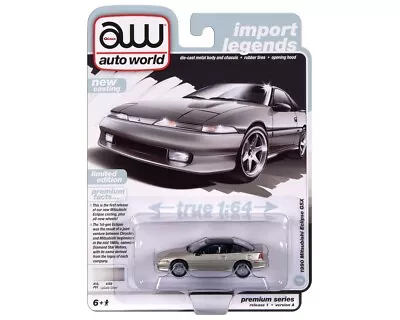 2024 Auto World 1990 Mitsubishi Eclipse Gsx Silver 1&64 Auto World  Awsp149a • $13.99