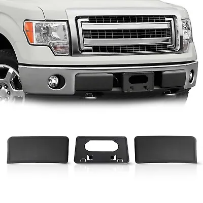 Front Bumper License Plate Bracket & Guards Pads Cap For 2009-2014 Ford F150 • $15.99