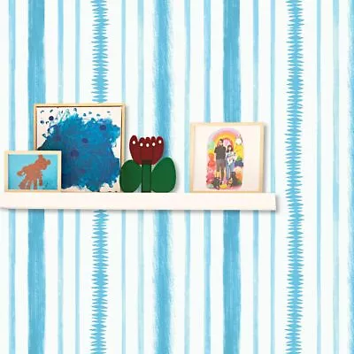 Peel And Stick Wallpaper Blue And White Wallpaper Modern Stripe Wallpaper Blu... • $18.72