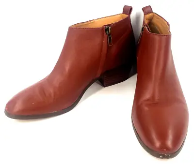 J.CREW Sawyer Womens Ankle Boots SIZE 8 Brown Leather Zip Style J7005 • $29.99