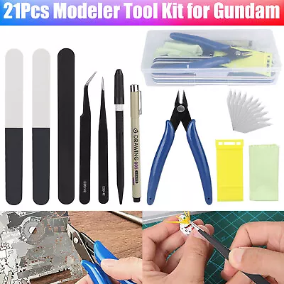 21Pcs Modeler Basic Tools Craft Set Hobby Building Fix Kit For Gundam Car Model • $12.48